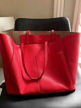 Valextra Vibrant Red Leather Tote